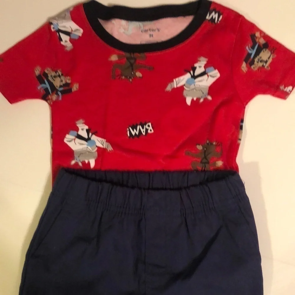 Carter (new)red “bam” T-shirt,pants navy carters , 3T